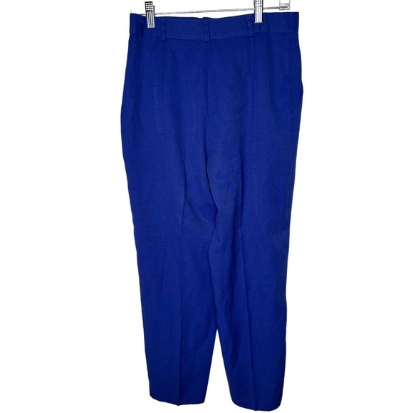 Free People Vintage 6 High Waist Straight Leg Dress LINEN Pants Crop Cobalt Blue - Picture 4 of 6